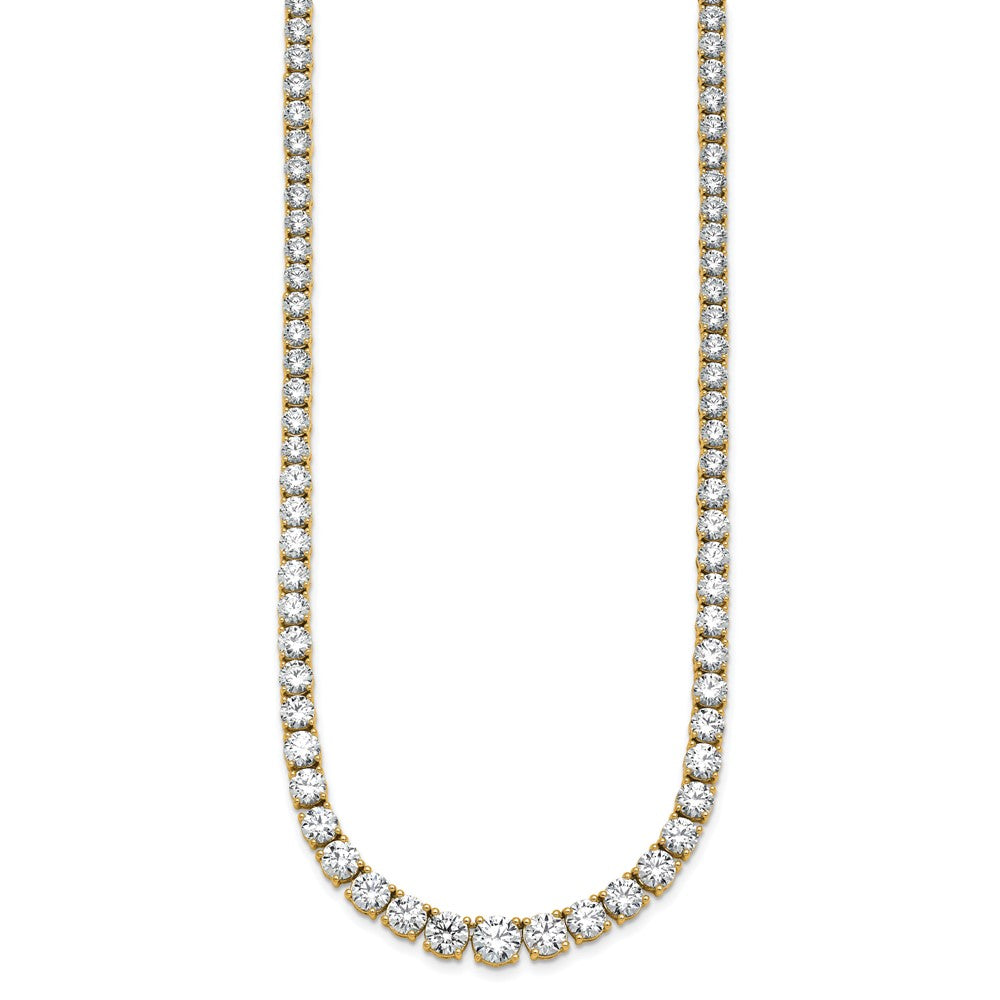 14K Yellow Gold 28 1/2 Carat Lab Grown Diamond Vs+ F+ Complete Round 18 Inch Graduated Tennis Necklace