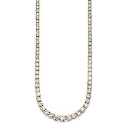 14K Yellow Gold 28 1/2 Carat Lab Grown Diamond Vs+ F+ Complete Round 18 Inch Graduated Tennis Necklace