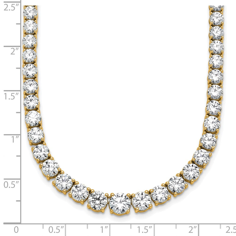14K Yellow Gold 28 1/2 Carat Lab Grown Diamond Vs+ F+ Complete Round 18 Inch Graduated Tennis Necklace
