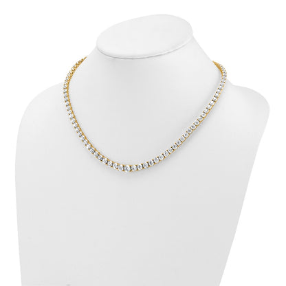 14K Yellow Gold 28 1/2 Carat Lab Grown Diamond Vs+ F+ Complete Round 18 Inch Graduated Tennis Necklace