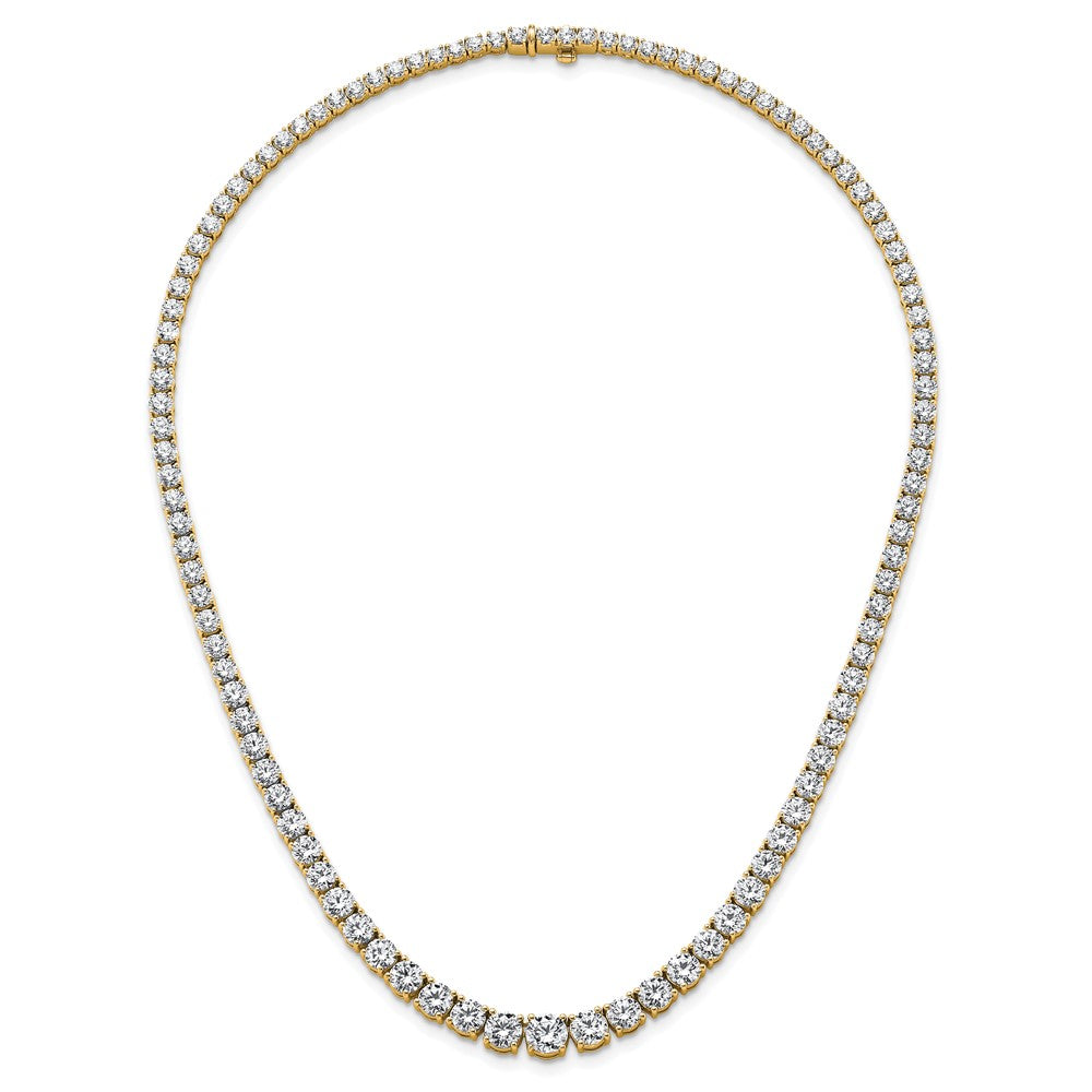 14K Yellow Gold 28 1/2 Carat Lab Grown Diamond Vs+ F+ Complete Round 18 Inch Graduated Tennis Necklace