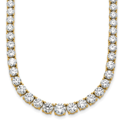 14k Yellow Gold 28 1/2 Ct. Lab Grown Diamond VS/SI+ G+ Round 18 inch Graduated Tennis Necklace