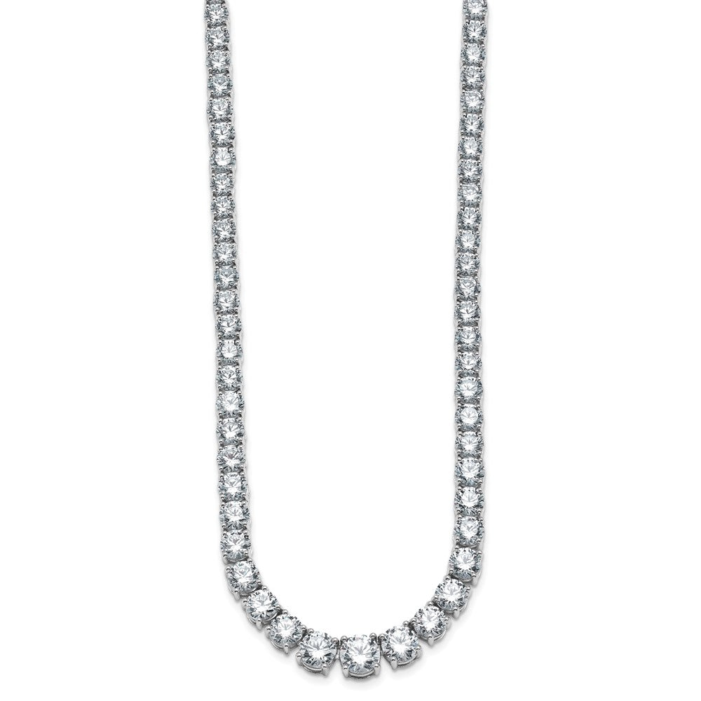 14K White Gold 40 3/8 Carat Lab Grown Diamond Vs+ F+ Complete Round 20 Inch Graduated Tennis Necklace