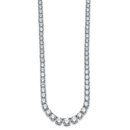 14K White Gold 40 3/8 Carat Lab Grown Diamond Vs+ F+ Complete Round 20 Inch Graduated Tennis Necklace