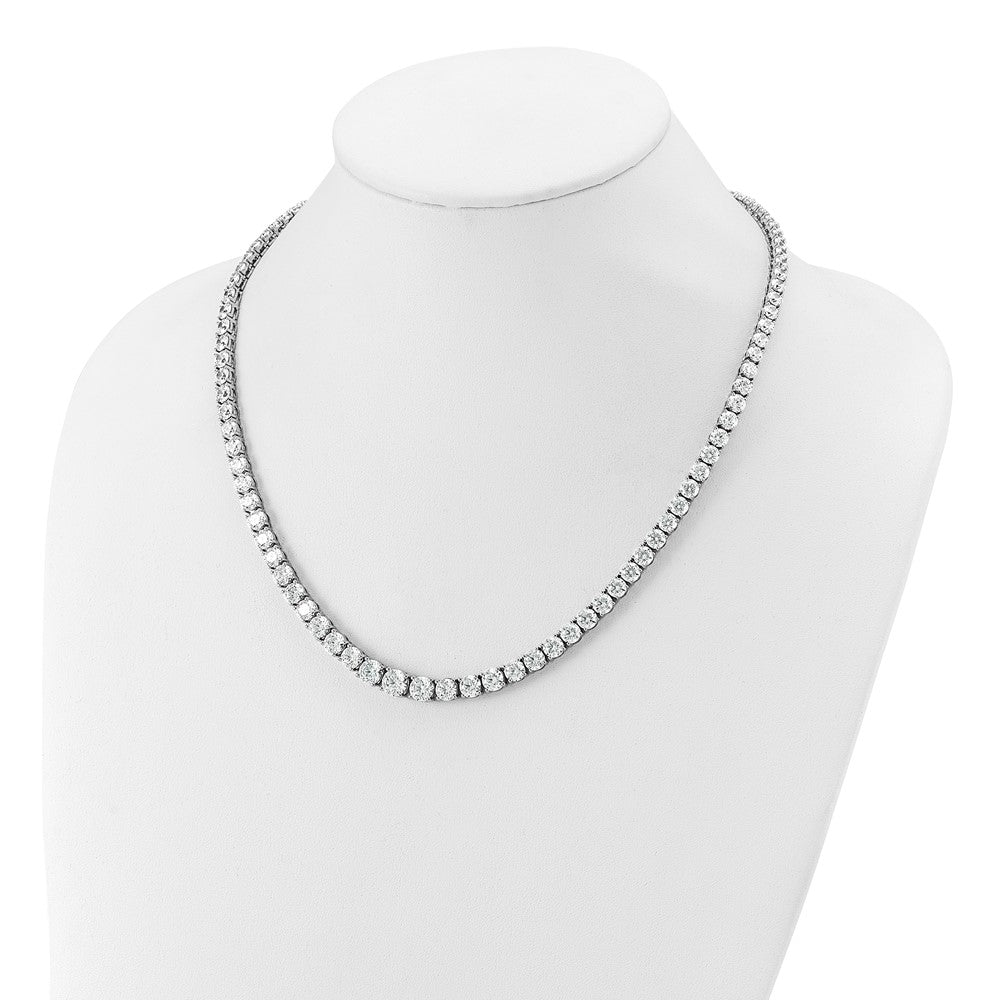 14K White Gold 40 3/8 Carat Lab Grown Diamond Vs+ F+ Complete Round 20 Inch Graduated Tennis Necklace