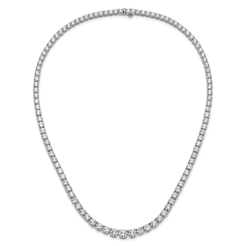 14K White Gold 40 3/8 Carat Lab Grown Diamond Vs+ F+ Complete Round 20 Inch Graduated Tennis Necklace