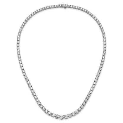 14K White Gold 40 3/8 Carat Lab Grown Diamond Vs+ F+ Complete Round 20 Inch Graduated Tennis Necklace