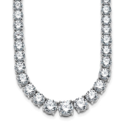 14K White Gold 40 3/8 Carat Lab Grown Diamond Vs+ F+ Complete Round 20 Inch Graduated Tennis Necklace