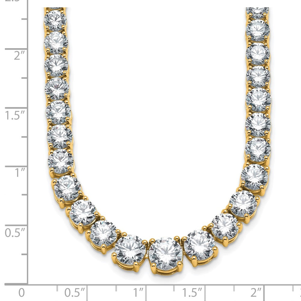 14K Yellow Gold 40 3/8 Carat Lab Grown Diamond Vs+ F+ Complete Round 20 Inch Graduated Tennis Necklace