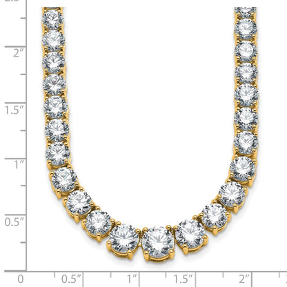 14K Yellow Gold 40 3/8 Carat Lab Grown Diamond Vs+ F+ Complete Round 20 Inch Graduated Tennis Necklace