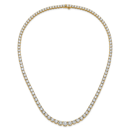 14K Yellow Gold 40 3/8 Carat Lab Grown Diamond Vs+ F+ Complete Round 20 Inch Graduated Tennis Necklace