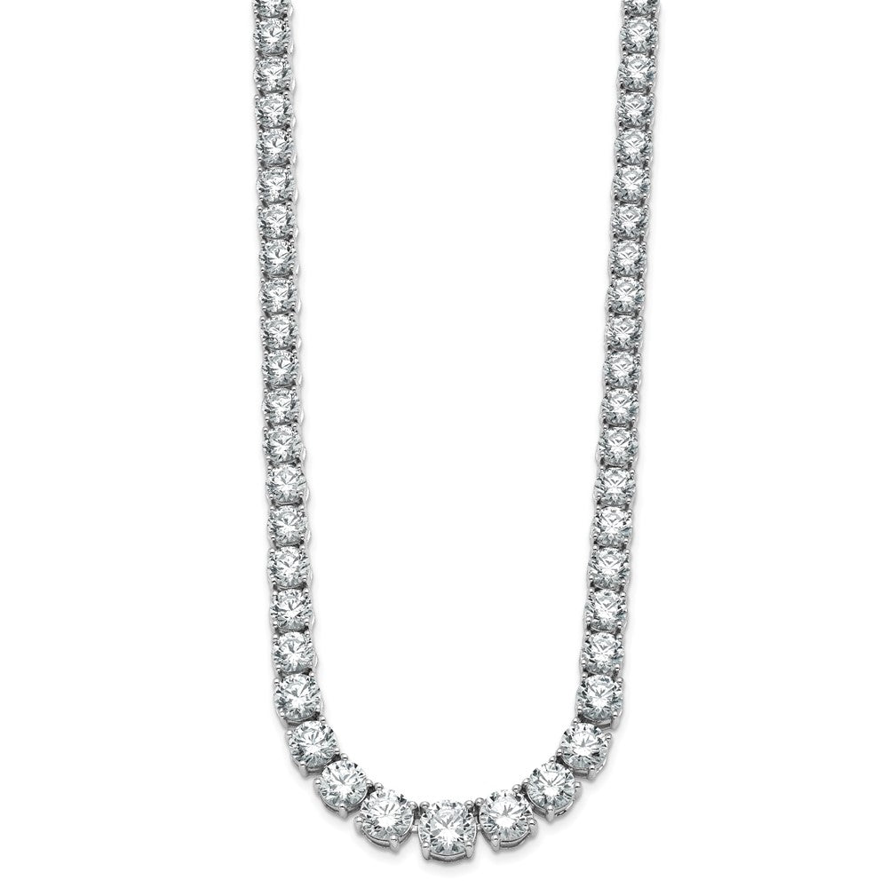 14K White Gold 50 7/8 Carat Lab Grown Diamond Vs+ F+ Complete Round 20 Inch Graduated Tennis Necklace