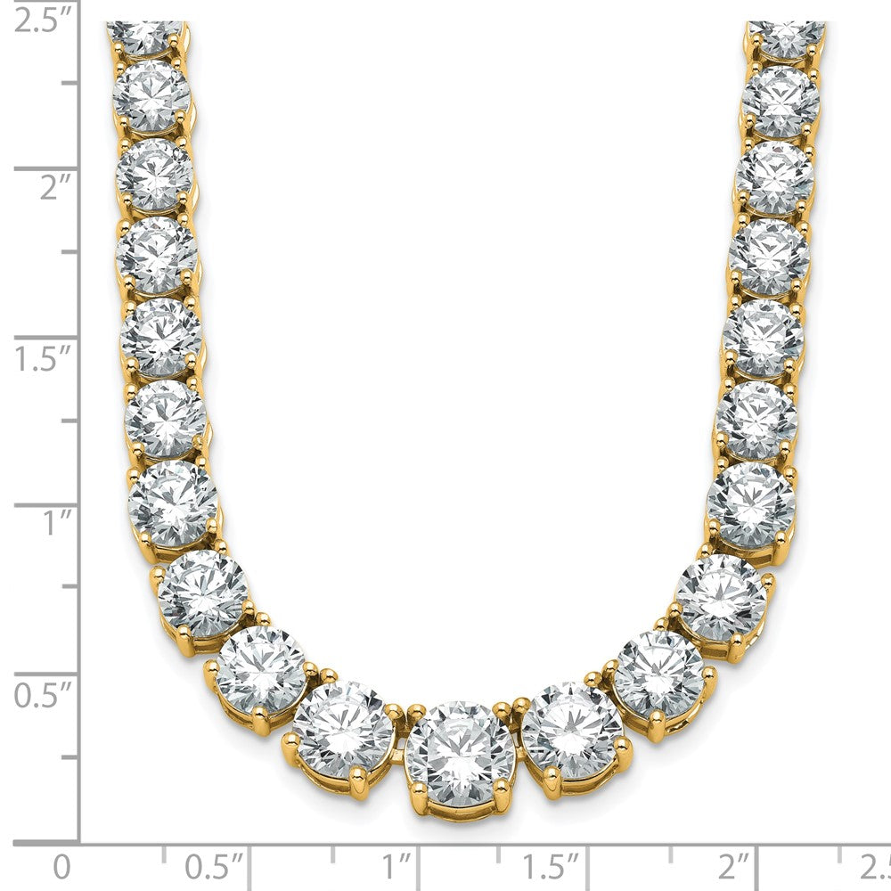 14K Yellow Gold 50 7/8 Carat Lab Grown Diamond Vs+ F+ Complete Round 20 Inch Graduated Tennis Necklace
