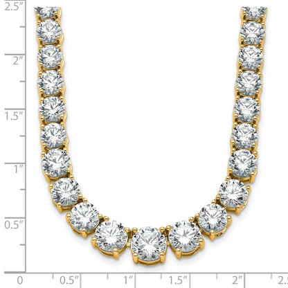 14K Yellow Gold 50 7/8 Carat Lab Grown Diamond Vs+ F+ Complete Round 20 Inch Graduated Tennis Necklace