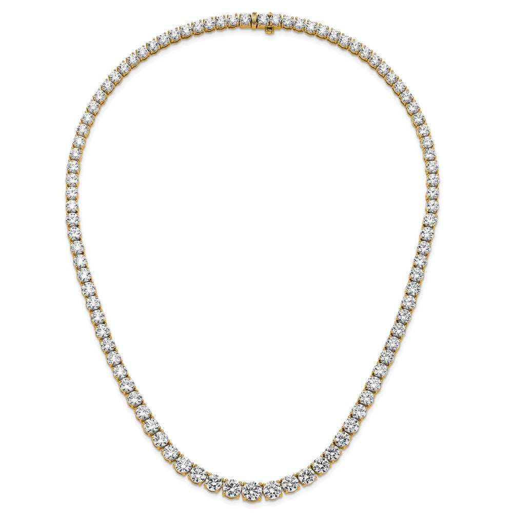14K Yellow Gold 50 7/8 Carat Lab Grown Diamond Vs+ F+ Complete Round 20 Inch Graduated Tennis Necklace