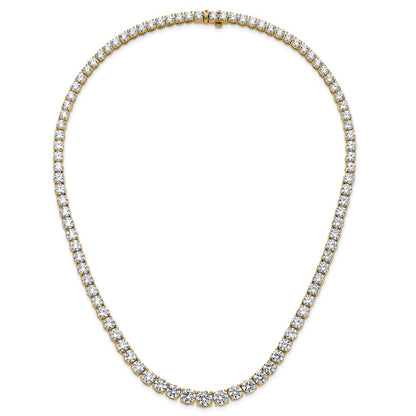 14K Yellow Gold 50 7/8 Carat Lab Grown Diamond Vs+ F+ Complete Round 20 Inch Graduated Tennis Necklace