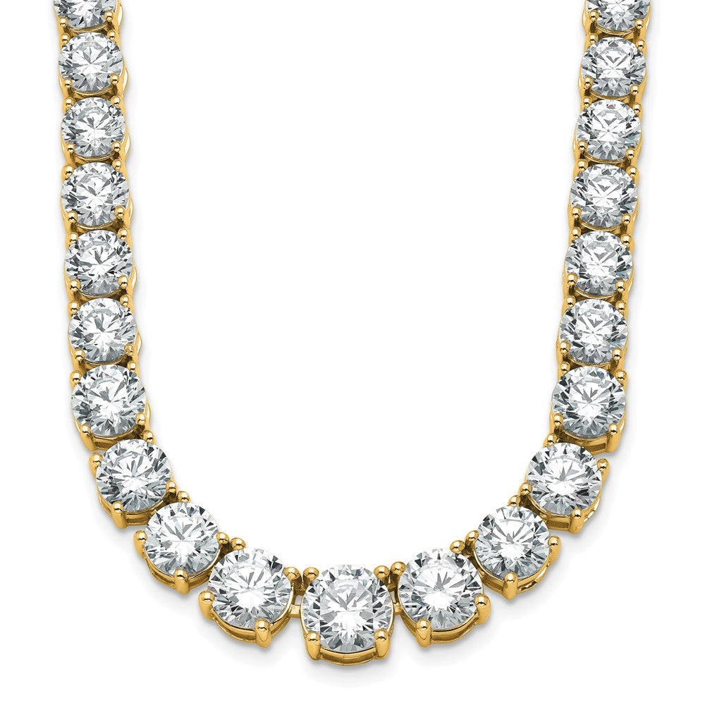 14K Yellow Gold 50 7/8 Carat Lab Grown Diamond Vs+ F+ Complete Round 20 Inch Graduated Tennis Necklace