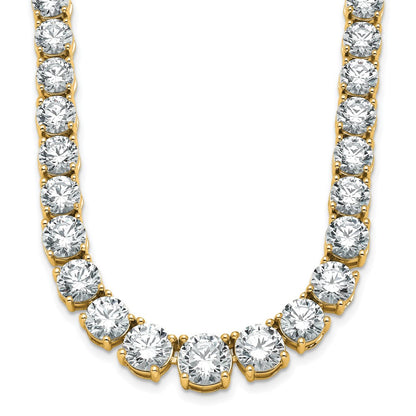 14K Yellow Gold 50 7/8 Carat Lab Grown Diamond Vs+ F+ Complete Round 20 Inch Graduated Tennis Necklace