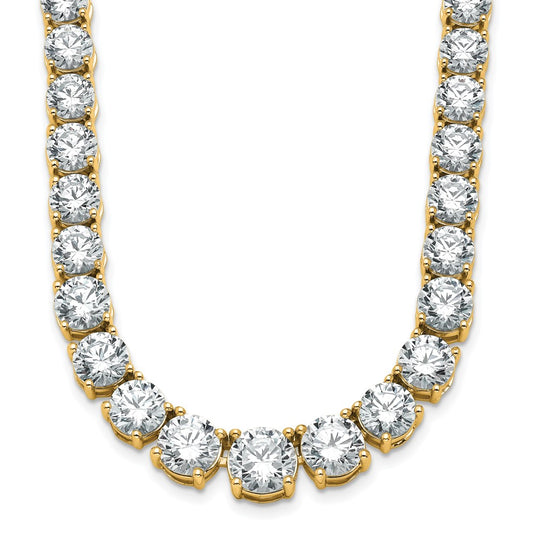 14K Yellow Gold 50 7/8 Carat Lab Grown Diamond Vs+ F+ Complete Round 20 Inch Graduated Tennis Necklace