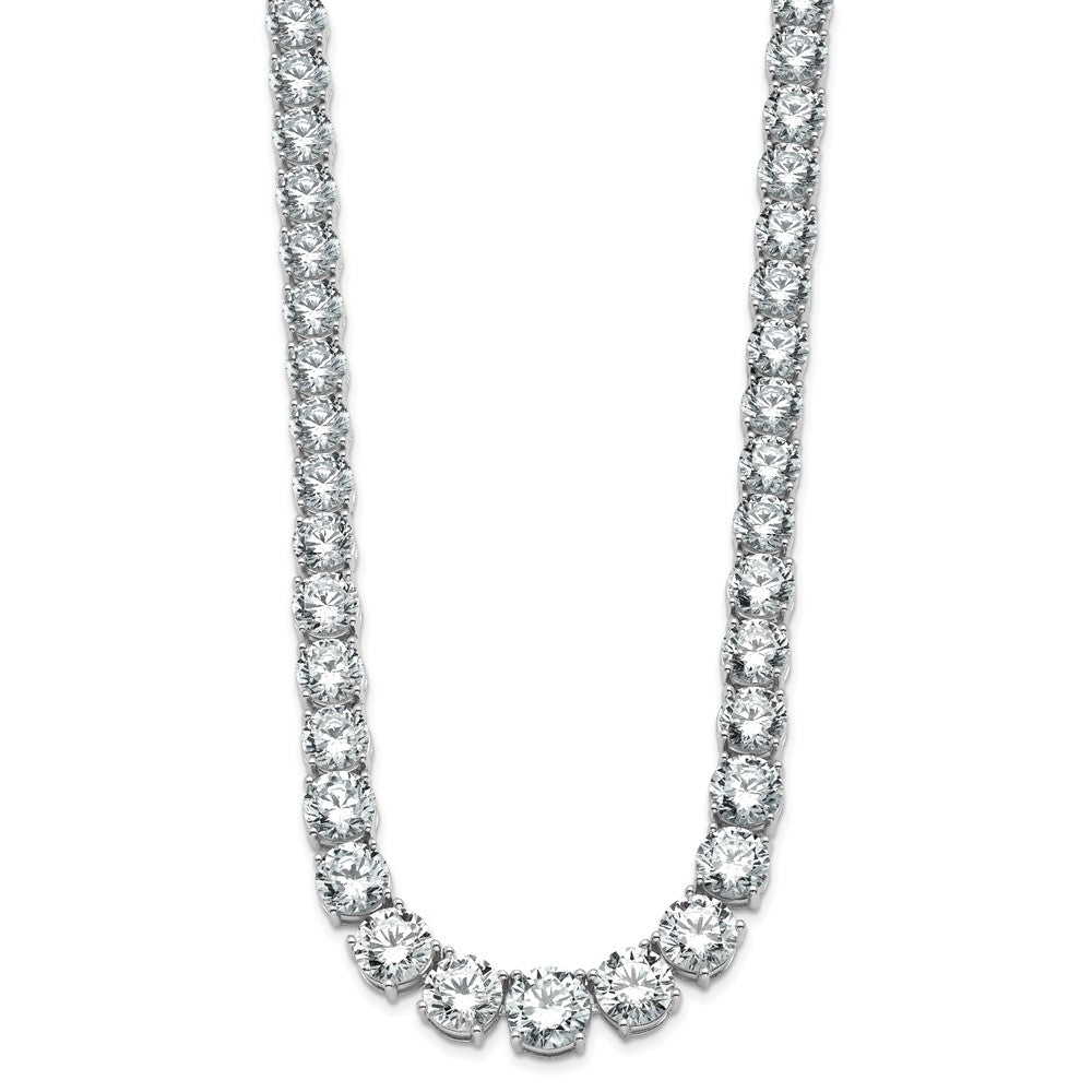 14K White Gold 72 3/8 Carat Lab Grown Diamond Vs+ F+ Complete Round 20 Inch Graduated Tennis Necklace