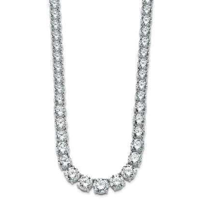 14K White Gold 72 3/8 Carat Lab Grown Diamond Vs+ F+ Complete Round 20 Inch Graduated Tennis Necklace