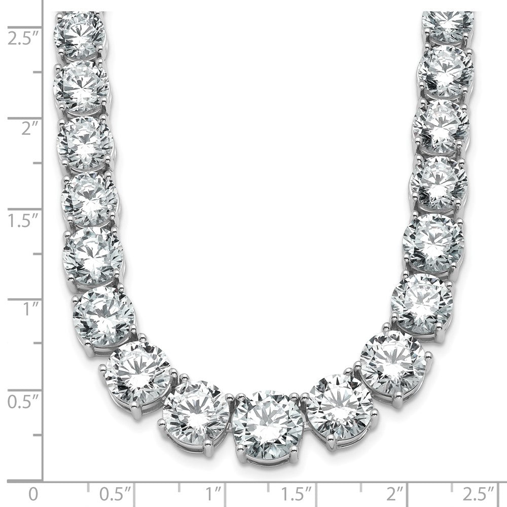 14K White Gold 72 3/8 Carat Lab Grown Diamond Vs+ F+ Complete Round 20 Inch Graduated Tennis Necklace