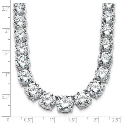 14K White Gold 72 3/8 Carat Lab Grown Diamond Vs+ F+ Complete Round 20 Inch Graduated Tennis Necklace