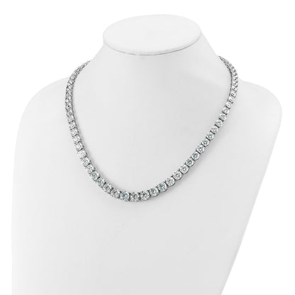 14K White Gold 72 3/8 Carat Lab Grown Diamond Vs+ F+ Complete Round 20 Inch Graduated Tennis Necklace