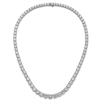 14K White Gold 72 3/8 Carat Lab Grown Diamond Vs+ F+ Complete Round 20 Inch Graduated Tennis Necklace