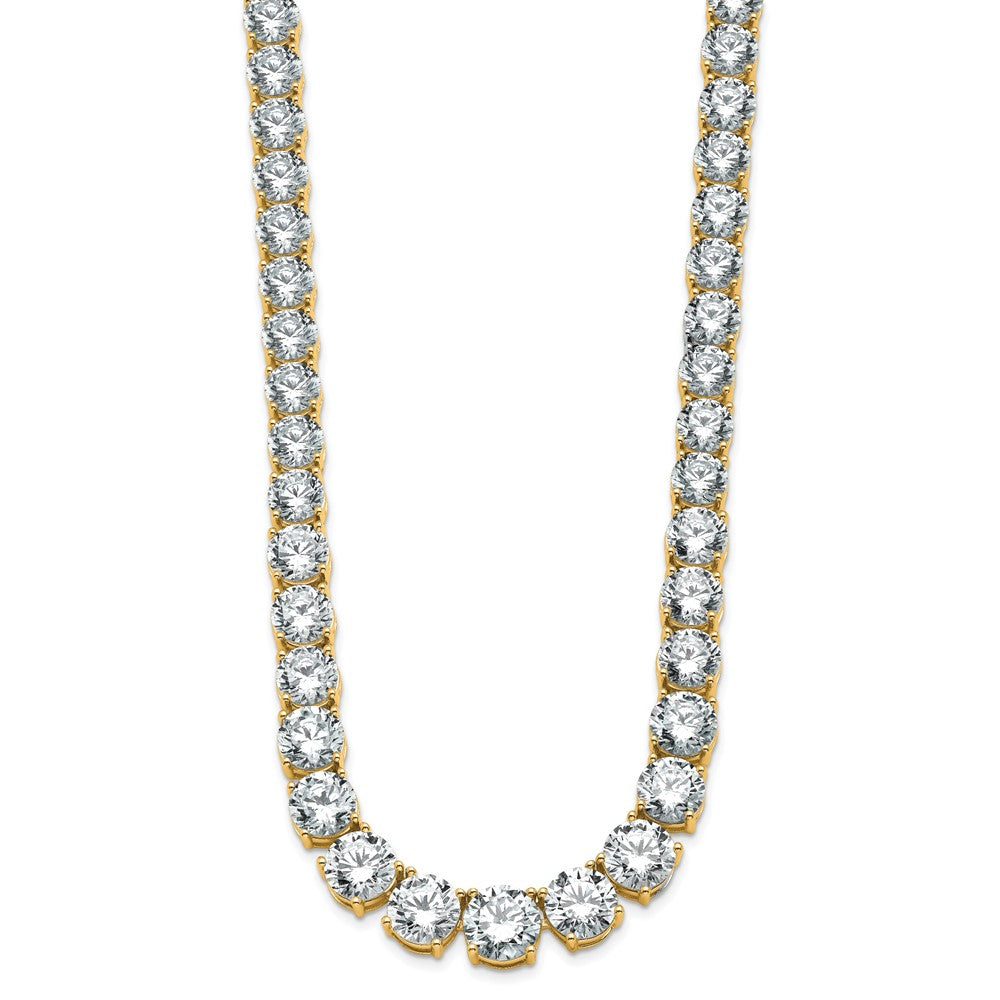 14K Yellow Gold 72 3/8 Carat Lab Grown Diamond Vs+ F+ Complete Round 20 Inch Graduated Tennis Necklace