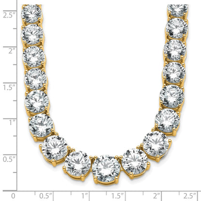 14K Yellow Gold 72 3/8 Carat Lab Grown Diamond Vs+ F+ Complete Round 20 Inch Graduated Tennis Necklace