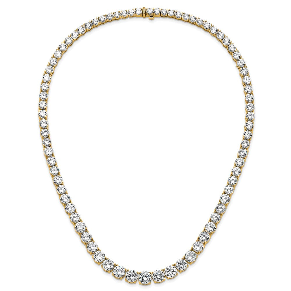 14K Yellow Gold 72 3/8 Carat Lab Grown Diamond Vs+ F+ Complete Round 20 Inch Graduated Tennis Necklace