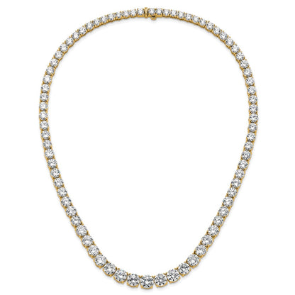 14K Yellow Gold 72 3/8 Carat Lab Grown Diamond Vs+ F+ Complete Round 20 Inch Graduated Tennis Necklace