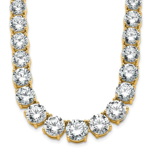 14K Yellow Gold 72 3/8 Carat Lab Grown Diamond Vs+ F+ Complete Round 20 Inch Graduated Tennis Necklace