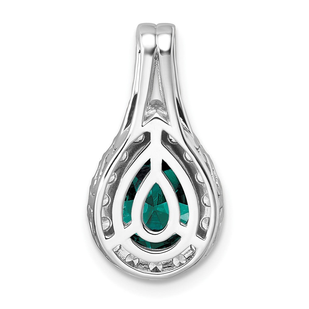 14k White Gold 14KW Lab Grown VS/SI FGH Diamond and Created Alexandrite Pear Pendant