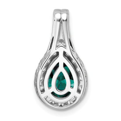 14k White Gold 14KW Lab Grown VS/SI FGH Diamond and Created Alexandrite Pear Pendant