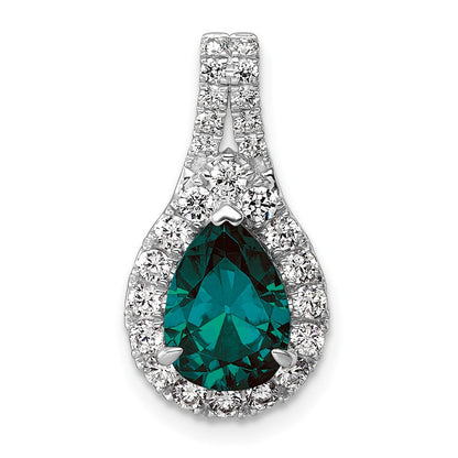 14k White Gold 14KW Lab Grown VS/SI FGH Diamond and Created Alexandrite Pear Pendant