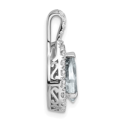 14k White Gold 14KW Lab Grown VS/SI FGH Diamond and Created White Sapphire Pear Pendant