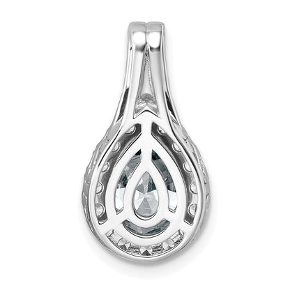 14k White Gold 14KW Lab Grown VS/SI FGH Diamond and Created White Sapphire Pear Pendant