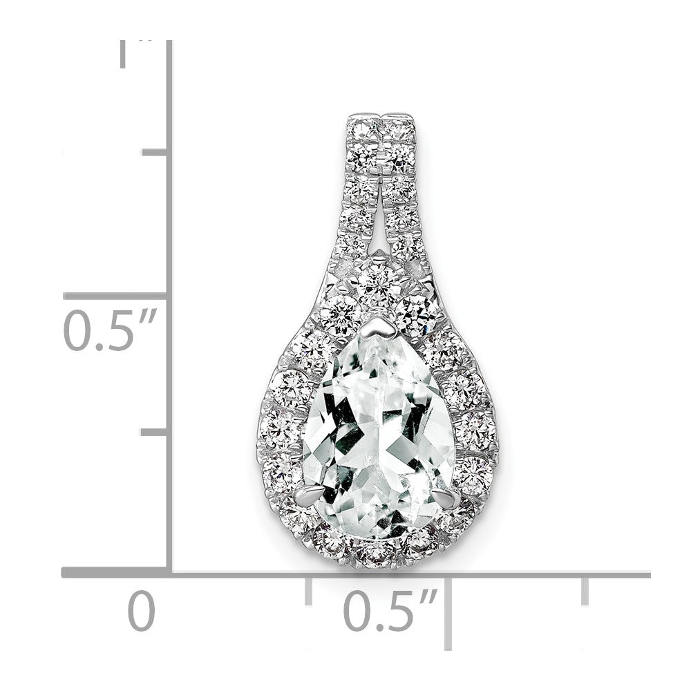 14k White Gold 14KW Lab Grown VS/SI FGH Diamond and Created White Sapphire Pear Pendant
