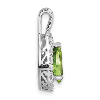14k White Gold 14KW Lab Grown VS/SI FGH Dia and Peridot Pear Complete Pendant