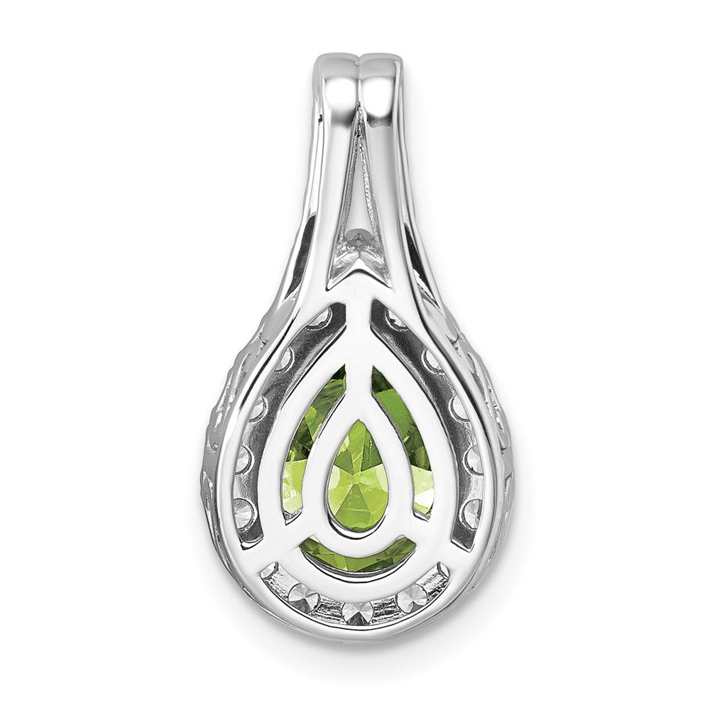 14k White Gold 14KW Lab Grown VS/SI FGH Dia and Peridot Pear Complete Pendant