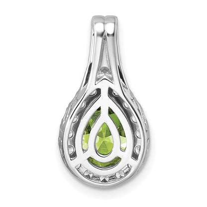 14k White Gold 14KW Lab Grown VS/SI FGH Dia and Peridot Pear Complete Pendant