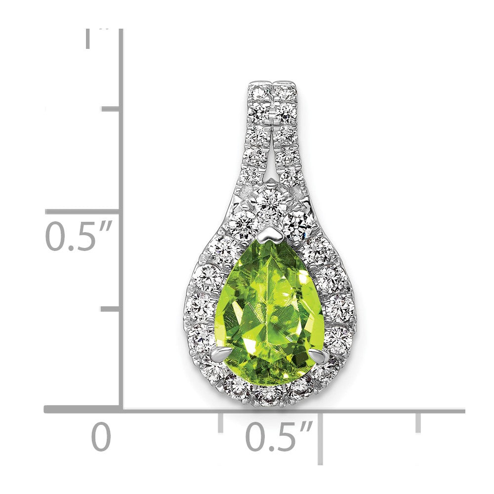 14k White Gold 14KW Lab Grown VS/SI FGH Dia and Peridot Pear Complete Pendant
