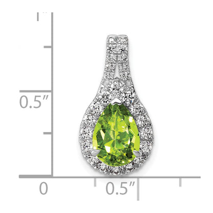 14k White Gold 14KW Lab Grown VS/SI FGH Dia and Peridot Pear Complete Pendant