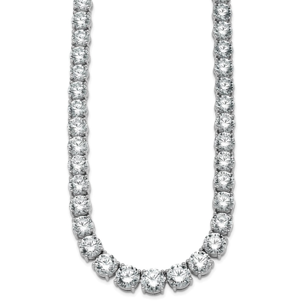 14K White Gold 100 3/4 Carat Lab Grown Diamond Vs+ F+ Complete Round 20 Inch Graduated Tennis Necklace