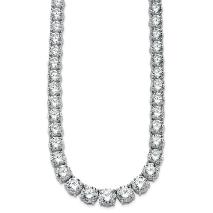 14K White Gold 100 3/4 Carat Lab Grown Diamond Vs+ F+ Complete Round 20 Inch Graduated Tennis Necklace