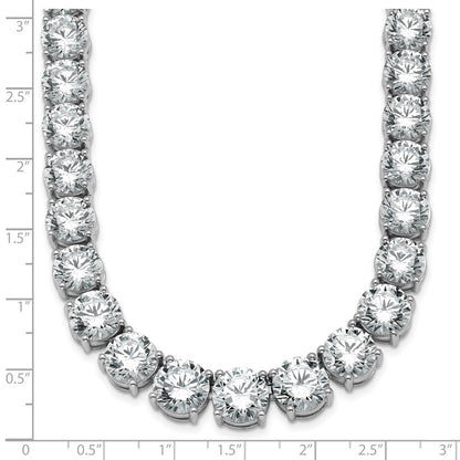 14K White Gold 100 3/4 Carat Lab Grown Diamond Vs+ F+ Complete Round 20 Inch Graduated Tennis Necklace