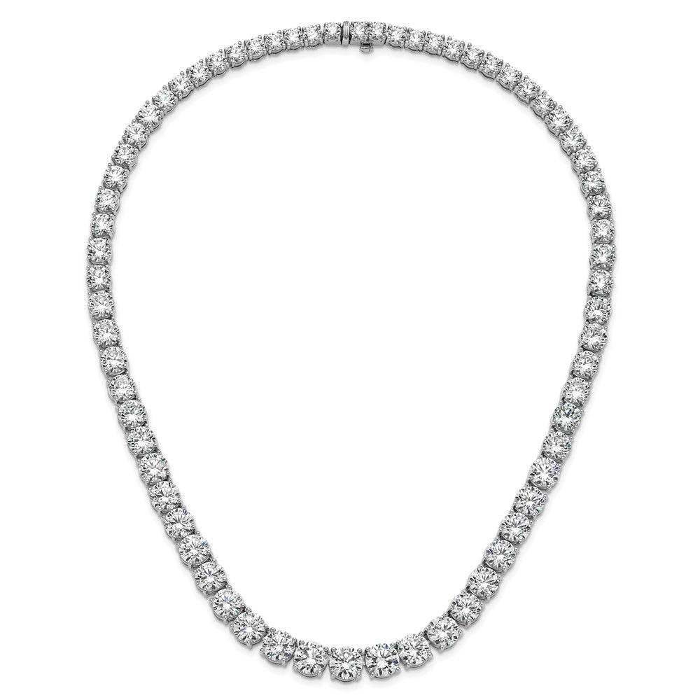 14K White Gold 100 3/4 Carat Lab Grown Diamond Vs+ F+ Complete Round 20 Inch Graduated Tennis Necklace