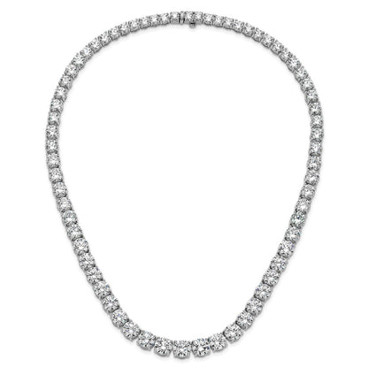 14K White Gold 100 3/4 Carat Lab Grown Diamond Vs+ F+ Complete Round 20 Inch Graduated Tennis Necklace